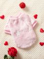 PETSIN Valentine's Day (With Glow) 1pc Pink Glow-In-The-Dark Heart & Star Pattern Flannel Printed Pet Sweatshirt Without Hood