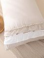 1pc Double-Layer Ruffle Edge Polyester Bedside Cushion