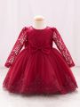 Baby Girl Lace & Mesh Patchwork Formal Dress