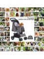 Pet Stroller for Medium Small Dogs & Cats, One-Hand Folding Portable Travel Cat Dog Stroller with Large Storage Basket and Cup Holder, 4 Wheels