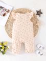 SHEIN Baby Girl Floral Printed Short Sleeve Romper Jumpsuit For Spring And Summer, Comfortable And Cute Leisure Style