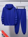 Men's Solid Color Hoodie And Pants Two-piece Set