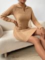 SHEIN Essnce Cable Knit Raglan Sleeve Sweater Dress