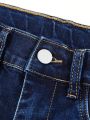 Boys' Vintage Basic Casual Dark Wash Frayed Stretch Skinny Jeans, Blue