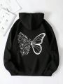 Big Girl's Butterfly Pattern Hooded Sweatshirt