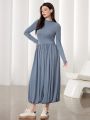 SHEIN Mulvari Solid Color Long Sleeve Dress