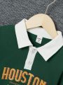 SHEIN Kids Academe Toddler Boys' Preppy Academy Polo Shirt