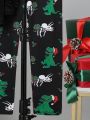 SHEIN Tween Boy 1pc Christmas Print Contrast Binding Tee & 1pc Pants PJ Set