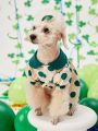 PETSIN St. Patrick's Green Polka Dot Doll Collar Princess Dress, Ball Gown Style, For Pet