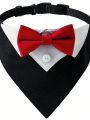 2pcs/set Pet Collar With Fashionable Wedding Bowtie & Suit Collar