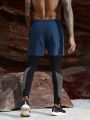 Men's Jogger Pants With Drawstring Waist & Color Block Design