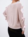 SHEIN Privé Bowknot Decoration Hollow Out Raglan Sleeve Sweater