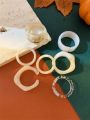 7-piece Set Of Thick Transparent Resin Rings With Personalized Matching Halo-dye Pattern And Irregular-shaped Rings (hand-made Halo-dye Process, Ring Patterns Are Different, And There Is Color Difference)