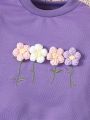 Baby Girls Floral Appliques Sweatshirt