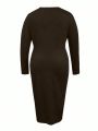 Plus Size Hollow Out Front Long Sleeves Dress