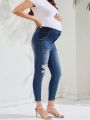 SHEIN Pregnant Women's Tight Distressed Jeans