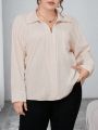 SHEIN Essnce Women Plus Size Solid Color Drop Shoulder Shirt