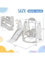 Merax Toddler Slide and Swing Set 3 in 1, Kids Playground Climber Swing Playset with Basketball Hoops Freestanding Combination Indoor & Outdoor