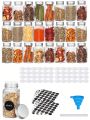 48pcs 4oz Glass Spice Jars, Bottles, Square Seasoning Containers with 240 Labels, 192 Silver Metal Caps and Pour/Sift Shaker Lid, 2 Silicone Collapsible Funnels, 2 pens and 1 Brush Included
