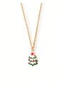 1pc Christmas Tree Shaped Card & Alloy Pendant Necklace Suitable For Festival Wear