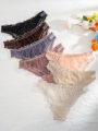 7pcs Women's Mesh Triangle Panties With Frilled Edges