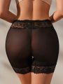 High-Waisted Elastic Mesh Lace Body Shaper Safety Shorts For Women