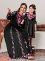 SHEIN Najma Plus Size Colorful Printed Waist Belted Arabian Clothing