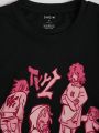 Men's Cartoon Letter Printed T-Shirt