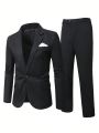 Extended Sizes 2pcs/set Men's Blazer And Pants Set
