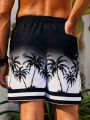 Men'S Gradient Color Beach Shorts With Coconut Tree Prints