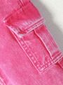 Baby Girl Streetwear Outdoor Fashion Dark Pink Workwear Jeans