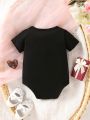 Baby Girls' Spring/Summer Casual Cool Slogan Printed Bodysuit For Daily Wear