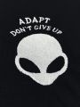 Manfinity Men Alien And Slogan Graphic Mock Neck Sweatshirt