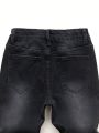 Tween Boys' Elastic Ripped Jeans Black