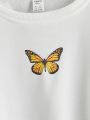 SHEIN Teen Girls Butterfly Print Drop Shoulder Pullover