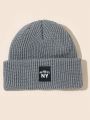 Vitoria Brayner Street Fashion Outdoor Letter Pattern Patch Knitted Hat