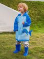 Boys' Cute Blue Whale & Letter Print 3d Whale Shaped Raincoat For All Seasons