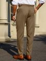 Men's Solid Color Suit Pants With Slanted Pockets