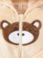 Baby Boy Plush Jacket Fashionable Bear Embroidered Winter Two-piece Set