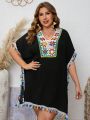 SHEIN Swim BohoFeel Plus Size Loose Crochet Flower Patchwork Cover Up