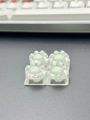 4pcs Cute Transparent Green Candy-colored Anti-scratch Abs Resin Cat Paw Design Keycaps For Mechanical Keyboard Decoration