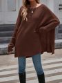 SHEIN LUNE Solid Drop Shoulder Oversized Sweater