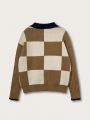 Boys' (big Kids') Plaid Pattern Contrast Collar Sweater