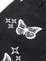 Tween Girls' Butterfly Print Ripped Jeans