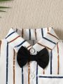 Baby Boy Striped Bow Front Shirt & Pants