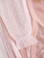 SHEIN Kids EVRYDAY Tween Girl Romantic & Elegant Puff Sleeve Mesh Dress