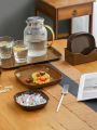 2pcs/set Grey Household Trays, Simple And High-end Wooden Texture Design, Suitable For Home, Restaurant, Snacks, Fruits, Nightstand Trays