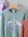 SHEIN Kids EVRYDAY 3pcs/Set Girls' Casual Cartoon Printed Long Sleeve T-Shirts With Round Neck For Autumn