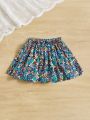 SHEIN Kids SUNSHNE Toddler Girls Ditsy Floral Print Elastic Waist Skirt