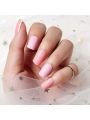 Makartt Short Press On Nails Kit Acrylic Nude Pink & Peach Pink Stick on Nails for Women 10 Sizes 24 Pcs with Nail Stick Adhesive Tabs Nail file Flase Nails Press On for DIY Nail Art Manicure Salon